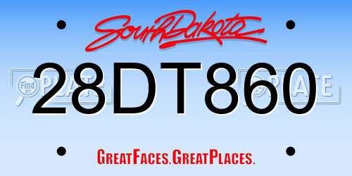 28DT860 South Dakota License Plate