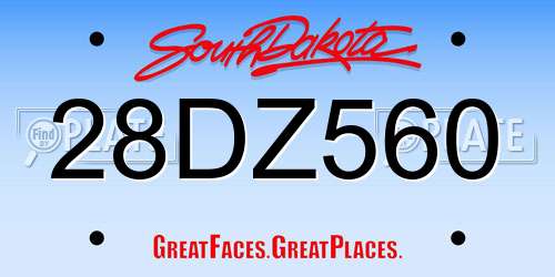 28DZ560 South Dakota License Plate