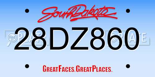 28DZ860 South Dakota License Plate