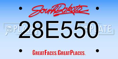 28E550 South Dakota License Plate