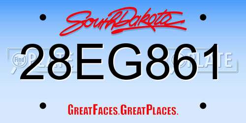 28EG861 South Dakota License Plate
