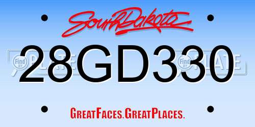 28GD330 South Dakota License Plate