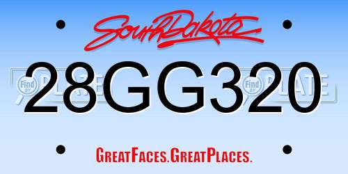 28GG320 South Dakota License Plate