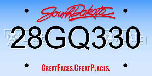 28GQ330 South Dakota License Plate