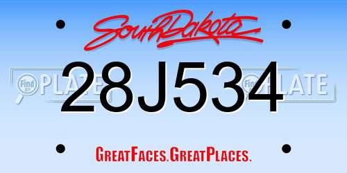 28J534 South Dakota License Plate