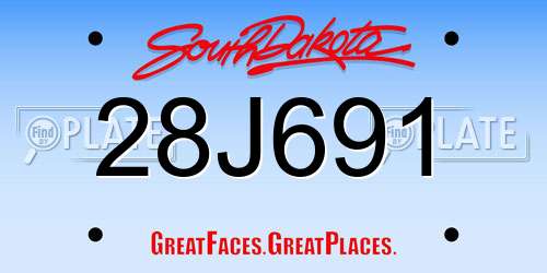 28J691 South Dakota License Plate
