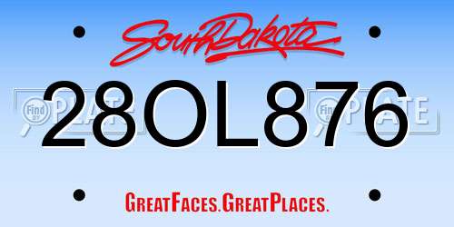 28OL876 South Dakota License Plate