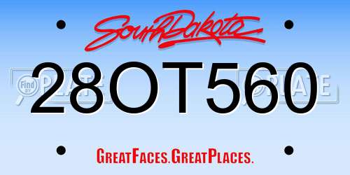 28OT560 South Dakota License Plate