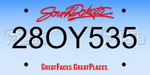 28OY535 South Dakota License Plate