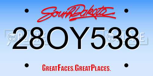 28OY538 South Dakota License Plate