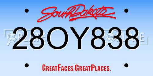 28OY838 South Dakota License Plate