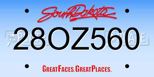 28OZ560 South Dakota License Plate