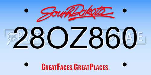28OZ860 South Dakota License Plate