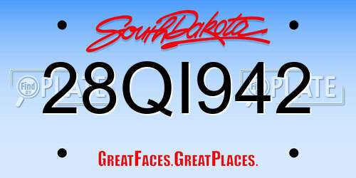 28QI942 South Dakota License Plate