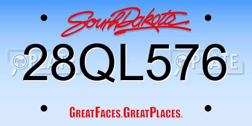 28QL576 South Dakota License Plate