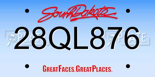 28QL876 South Dakota License Plate