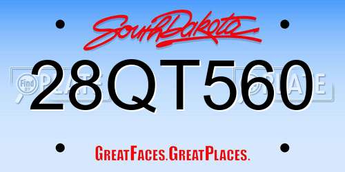 28QT560 South Dakota License Plate