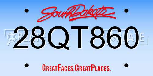 28QT860 South Dakota License Plate