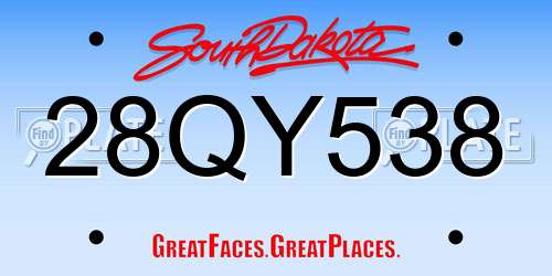 28QY538 South Dakota License Plate