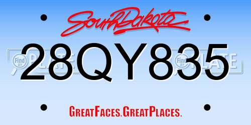 28QY835 South Dakota License Plate