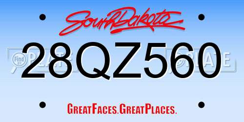 28QZ560 South Dakota License Plate