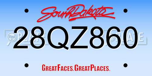 28QZ860 South Dakota License Plate