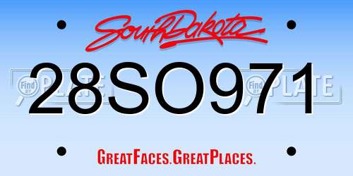 28SO971 South Dakota License Plate
