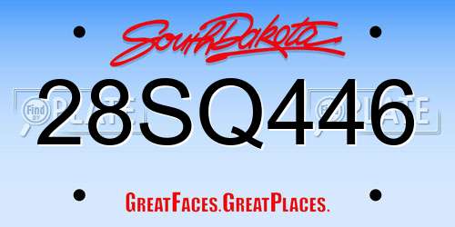 28SQ446 South Dakota License Plate