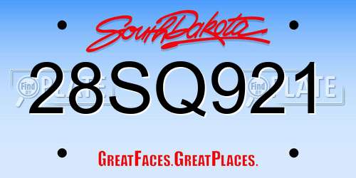 28SQ921 South Dakota License Plate