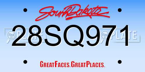 28SQ971 South Dakota License Plate