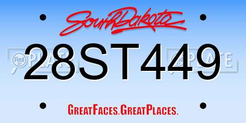 28ST449 South Dakota License Plate