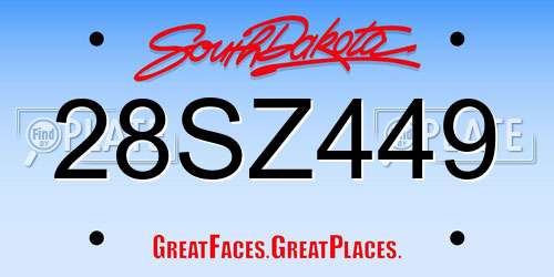 28SZ449 South Dakota License Plate