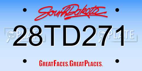 28TD271 South Dakota License Plate