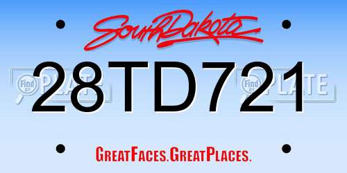 28TD721 South Dakota License Plate