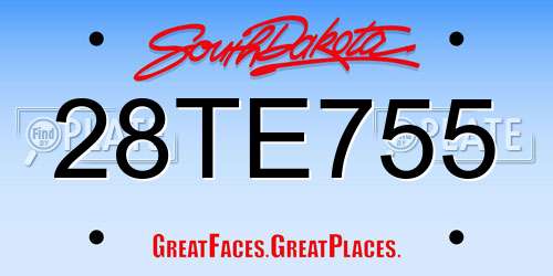 28TE755 South Dakota License Plate