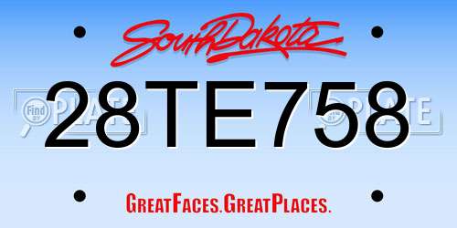 28TE758 South Dakota License Plate