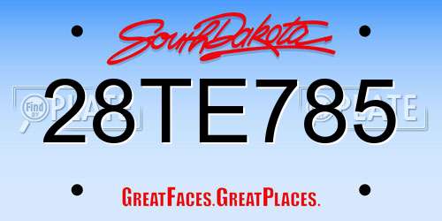 28TE785 South Dakota License Plate