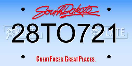 28TO721 South Dakota License Plate