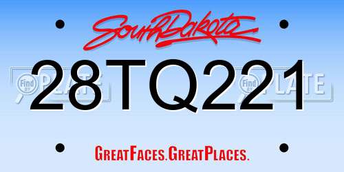 28TQ221 South Dakota License Plate