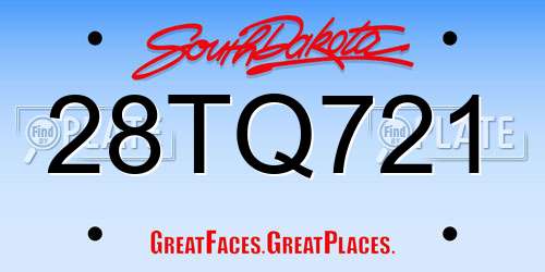 28TQ721 South Dakota License Plate