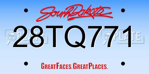 28TQ771 South Dakota License Plate