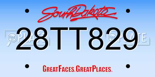 28TT829 South Dakota License Plate