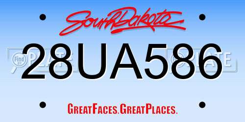 28UA586 South Dakota License Plate