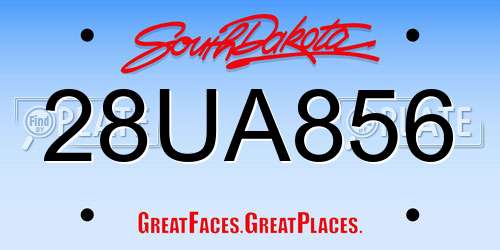 28UA856 South Dakota License Plate