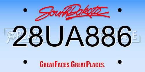 28UA886 South Dakota License Plate