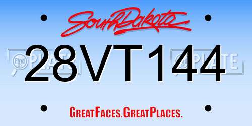 28VT144 South Dakota License Plate