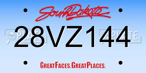 28VZ144 South Dakota License Plate