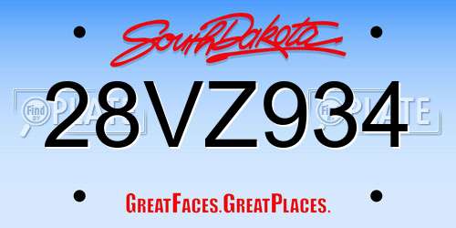 28VZ934 South Dakota License Plate