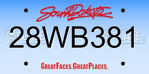 28WB381 South Dakota License Plate