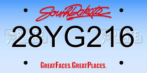 28YG216 South Dakota License Plate